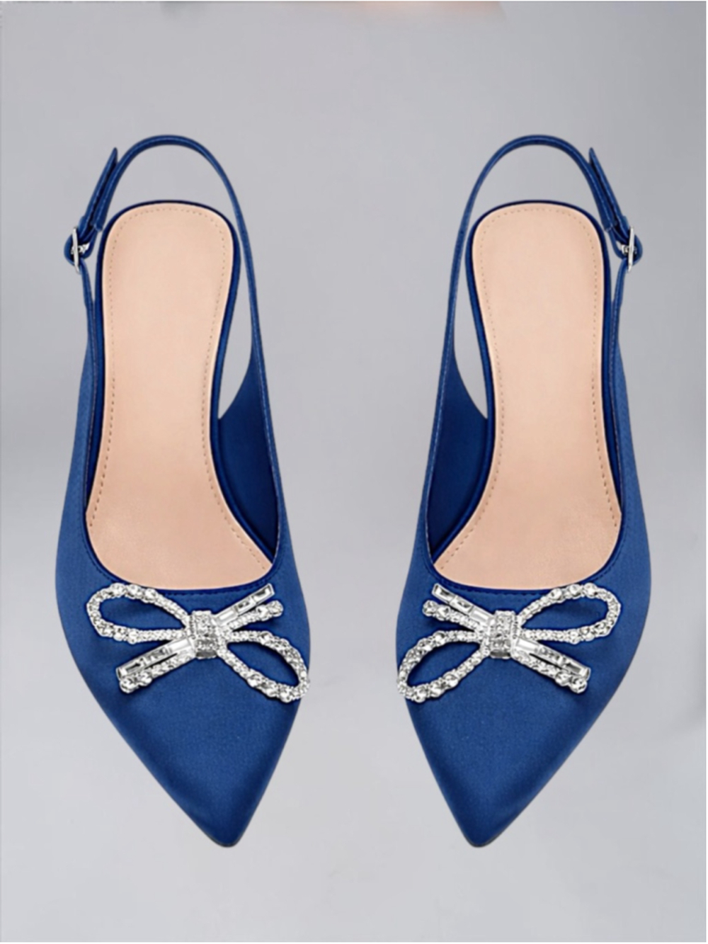 Ophelia Roe Navy Satin Slingback Kitten Heels – Size 11 - Picture 4 of 9